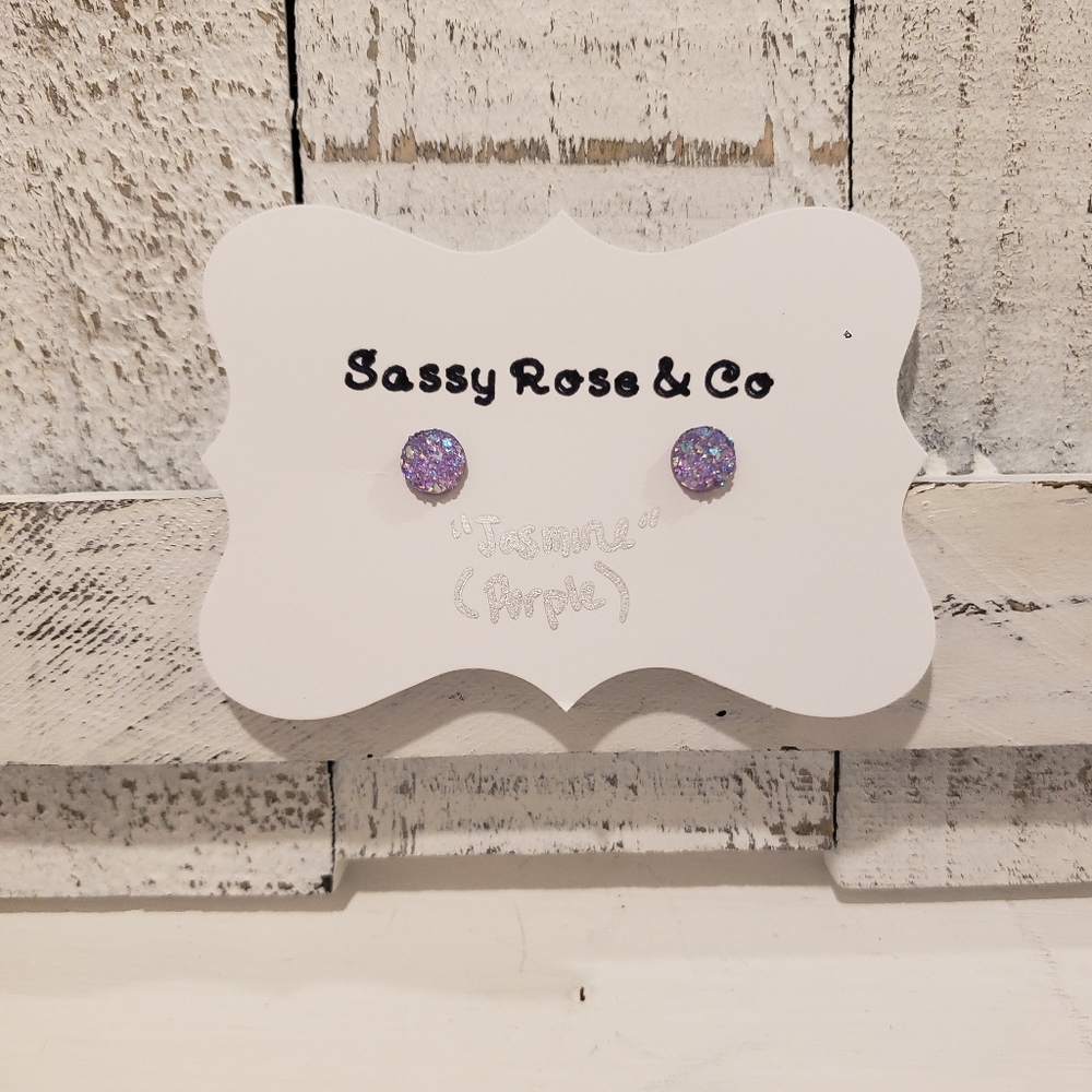 Druzy Stud Earrings "Jasmine Purple"